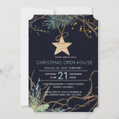 Moderne wintertakken kerst open huis kaart (Voorkant)