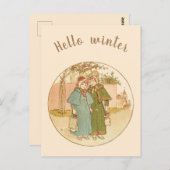 Moderne  wintertuin meisje met jas briefkaart (Voorkant / Achterkant)