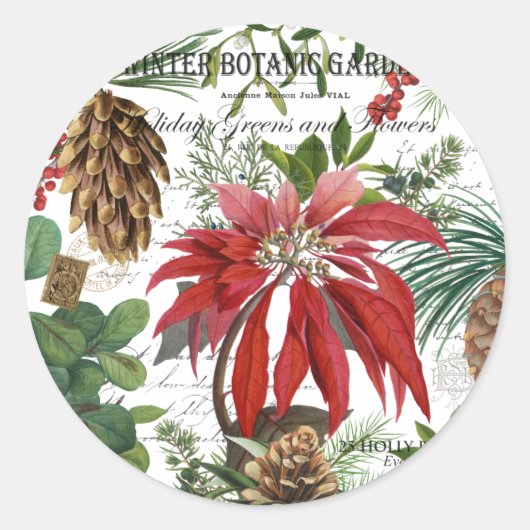 Moderne wintertuinbloem ronde sticker (Voorkant)
