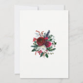 Moderne wintervakantie met rode bloemen kaart (Achterkant)