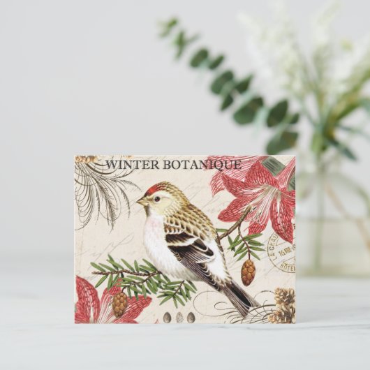 moderne  wintervogel briefkaart (Staand voorkant)