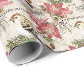 moderne wintervogel cadeaupapier (Rol Hoek)