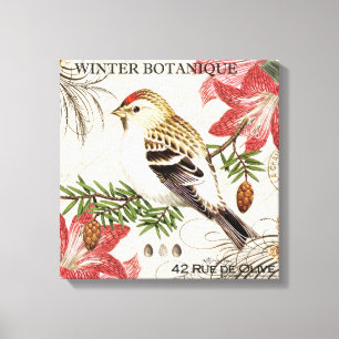 moderne  wintervogel canvas afdruk