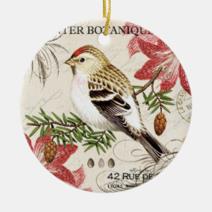 moderne  wintervogel keramisch ornament
