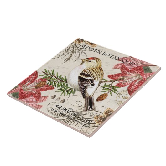 moderne wintervogel tegeltje (Zijkant)