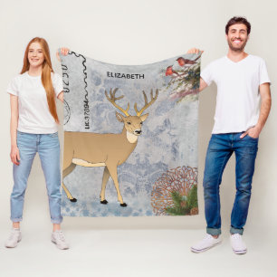 Moderne  winterwinterwinterdeer snowflakes fleece deken