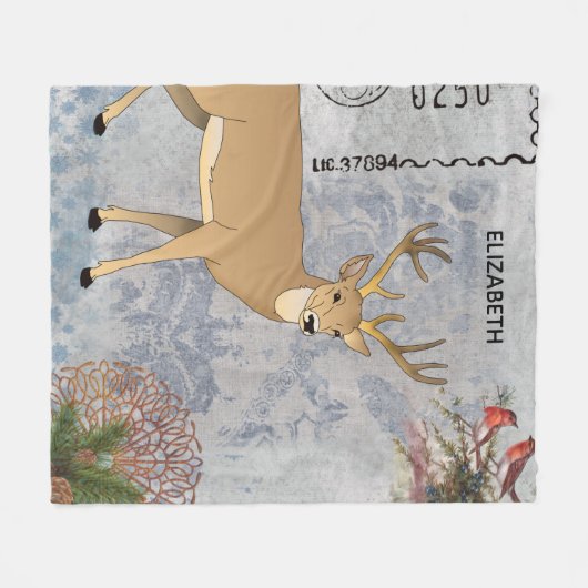 Moderne  winterwinterwinterdeer snowflakes fleece deken (Voorkant (Horizontaal))