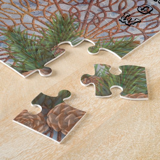 Moderne  winterwinterwinterdeer snowflakes legpuzzel (Zijkant)