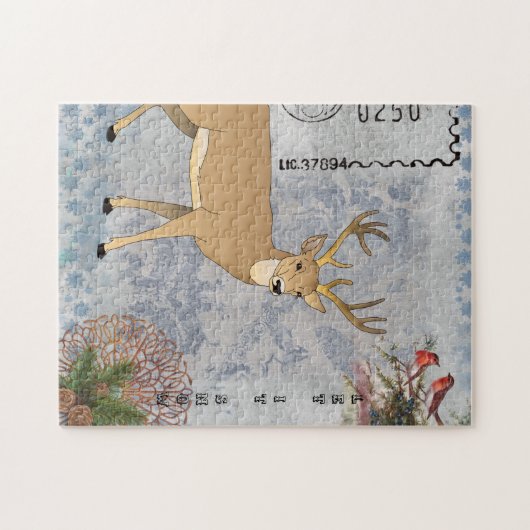 Moderne winterwinterwinterdeer snowflakes legpuzzel (Horizontaal)