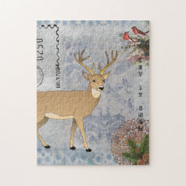 Moderne  winterwinterwinterdeer snowflakes legpuzzel