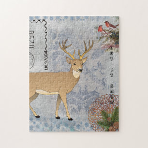 Moderne  winterwinterwinterdeer snowflakes legpuzzel