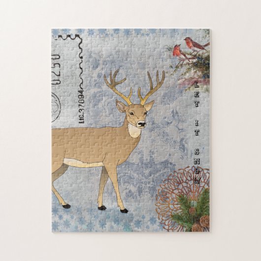 Moderne winterwinterwinterdeer snowflakes legpuzzel (Verticaal)