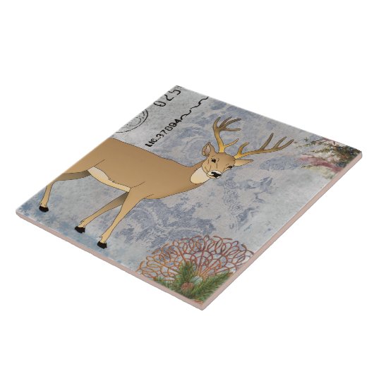 Moderne  winterwinterwinterdeer snowflakes tegeltje (Zijkant)