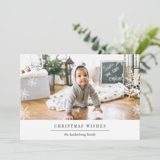 Moderne Wish Holiday Fotokaart met bewerkbaar beri Feestdagenkaart (Staand voorkant)