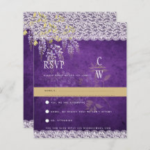  moderne Wisteria Lace Paars Wedding RSVP