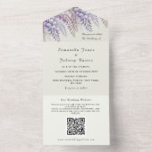 Moderne Wisteria Waterverf Paarse QR Code Huwelijk All In One Uitnodiging (Binnen)