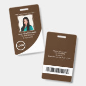 Moderne Wit & Bruin Gezondheidszorg Professionele  Badge (Front & Back)