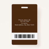 Moderne Wit & Bruin Gezondheidszorg Professionele  Badge (Achterkant)