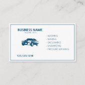 Moderne Wit en Blauw Mobiele Autowas & Details Visitekaartje (Voorkant)
