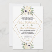 Moderne Wit en Goud Geometrische Bloemen Uitnodigi Kaart (Voorkant)
