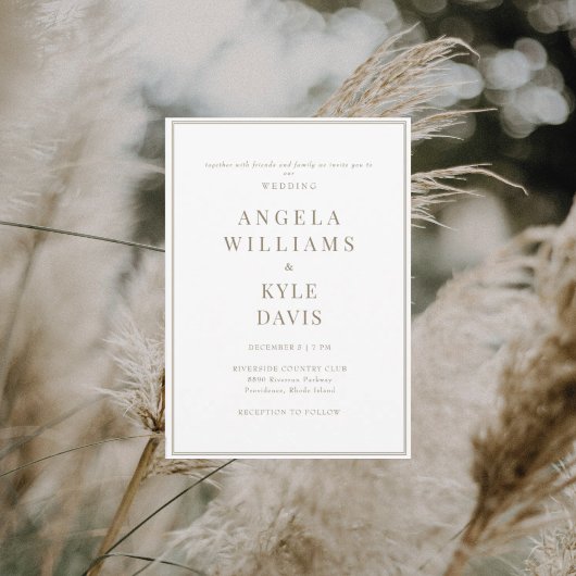 Moderne Wit en Gouden Tekst Geen Ouders Bruiloft Kaart