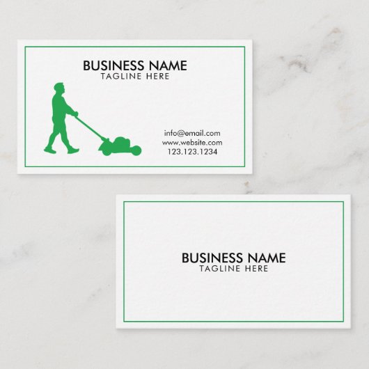Moderne Wit- en Groen Landscaper Lawn Care-service Visitekaartje (Voorkant / Achterkant)