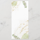 Moderne Wit en Groen Water Kleur Bloemen Wedding Menu (Achterkant)