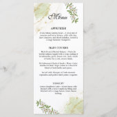Moderne Wit en Groen Water Kleur Bloemen Wedding Menu (Voorkant)