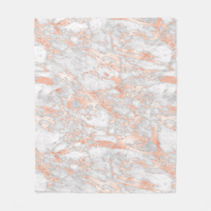 Moderne wit en roze gouden marmeren patroon fleece deken