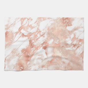 Moderne wit en roze gouden marmeren patroon theedoek