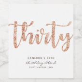 Moderne Wit & Gold 30e verjaardag op maat Wijn Etiket (Enkel label)