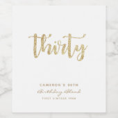 Moderne Wit & Gold 30e verjaardag op maat Wijn Etiket (Enkel label)