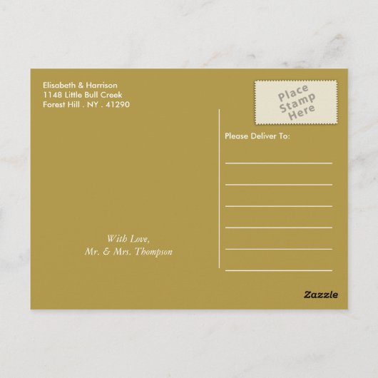 Moderne Wit & Gouden Folie Effect Bruiloft Dank u Briefkaart (Achterkant)