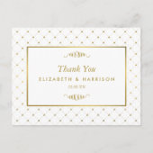 Moderne Wit & Gouden Folie Effect Bruiloft Dank u Briefkaart (Voorkant)