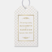 Moderne Wit & Gouden Folie Effect Huwelijksgunst Cadeaulabel (Voorkant)