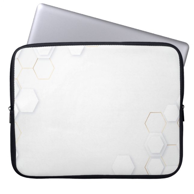 Moderne, wit-gouden hexagonal lantaarnhoes voor la laptop sleeve (Voorkant)