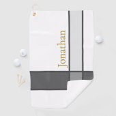 Moderne wit grijs en goud minimalistische aangepas golfhanddoek (Insitu)
