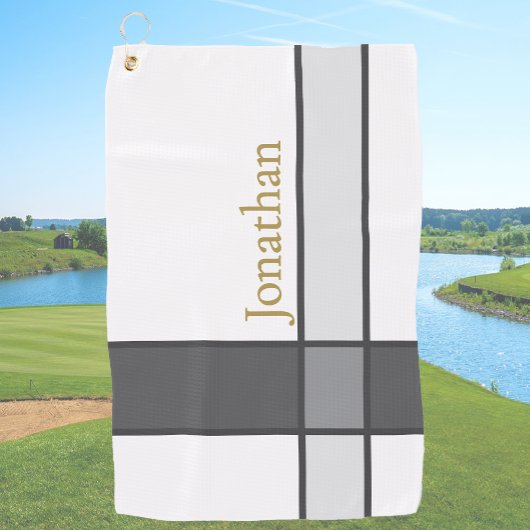 Moderne wit grijs en goud minimalistische aangepas golfhanddoek