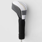 Moderne wit grijs en goud minimalistische aangepas golfheadcover (Schuin)