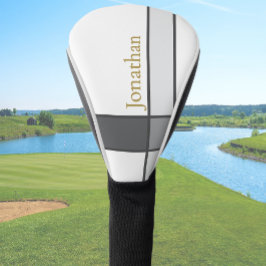 Moderne wit grijs en goud minimalistische aangepas golfheadcover