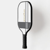 Moderne wit grijs en goud minimalistische aangepas pickleball paddle (Links)