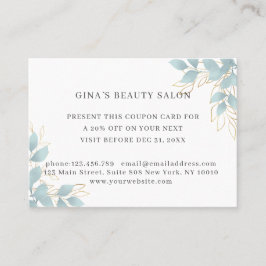 Moderne, wit-groene Leafy Discount Kaart Kortingskaartje