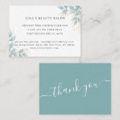 Moderne, wit-groene Leafy Discount Kaart Kortingskaartje (Voorkant / Achterkant)