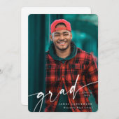 Moderne Wit Manuscript bekleding Twee Afstuderen v Aankondiging (Voorkant / Achterkant)