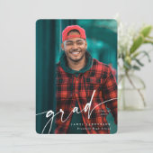 Moderne Wit Manuscript bekleding Twee Afstuderen v Aankondiging (Staand voorkant)