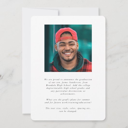 Moderne Wit Manuscript bekleding Twee Afstuderen v Aankondiging (Achterkant)