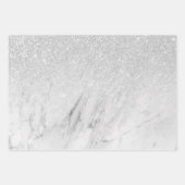 Moderne Wit Marmer Chic Silver Glitter Inpakpapier Vel (Voorkant 3)