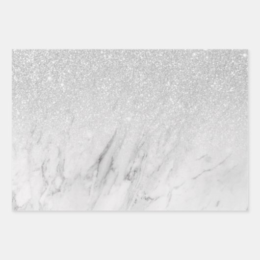 Moderne Wit Marmer Chic Silver Glitter Inpakpapier Vel (Voorkant 3)