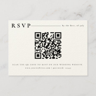 Moderne Wit-minimalistische RSVP QR-codeuitnodigin Informatiekaartje
