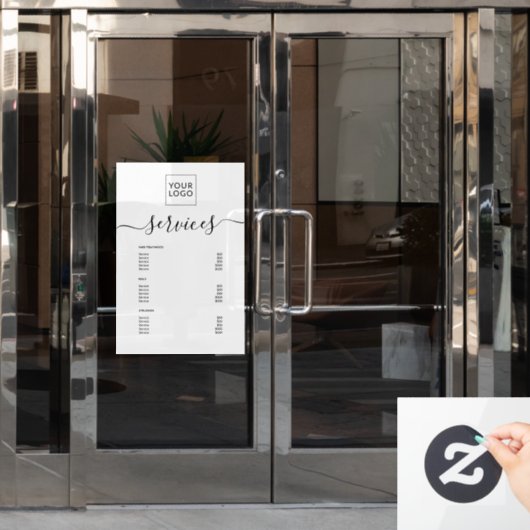 Moderne Wit Spa Salon Service Menu Custom Logo Raamsticker (Kantoordeur)